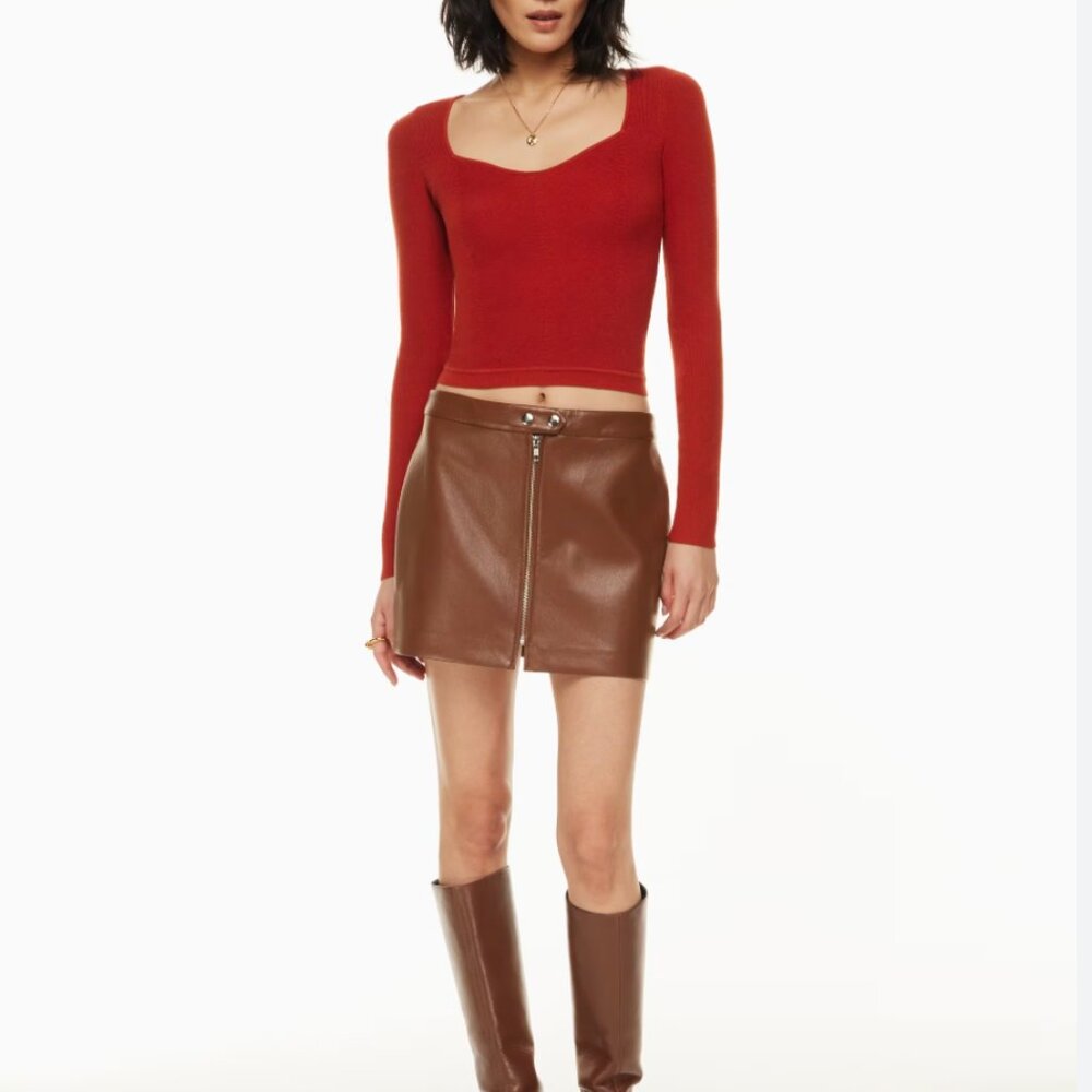 Aritzia leather skirt brown rekindle